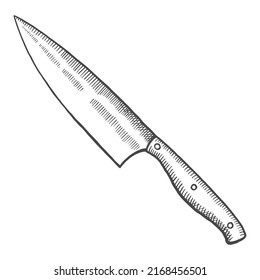 kitchen chef knife isolated doodle hand drawn sketch with outline style