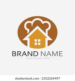 KITCHEN AND CHEF LOGO FOOD ICON RESTO AND CAFE DESIGN VECTOR