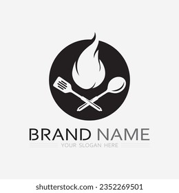 KITCHEN AND CHEF LOGO FOOD ICON RESTO AND CAFE DESIGN VECTOR