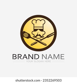 KITCHEN AND CHEF LOGO FOOD ICON RESTO AND CAFE DESIGN VECTOR