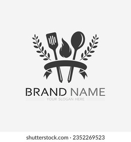 KITCHEN AND CHEF LOGO FOOD ICON RESTO AND CAFE DESIGN VECTOR