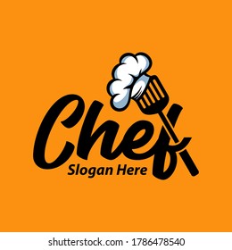 Vector con el logotipo del chef de cocina. Plantilla de logotipo de diseño de sombrero de chef creativo.