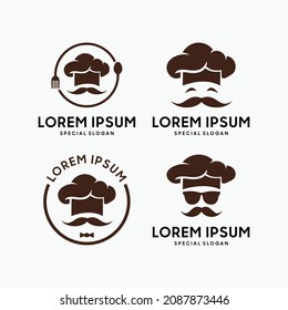 colección de logotipos del chef de cocina bigote 