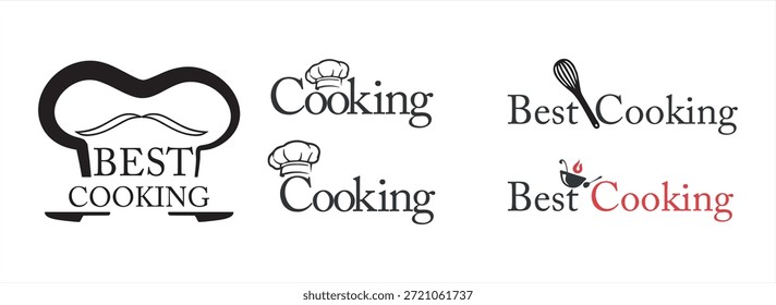 Diseño del logotipo del restaurante del chef de cocina, concepto de logotipo vintage de barbacoa. herramienta de parrilla con Plantilla de sello de llama de fuego. Ilustración vectorial, conjunto de Plantilla de logotipo de cocina