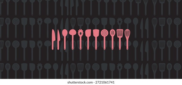 Küchenchef Restaurant Logo-Design, Grill Vintage Logo-Konzept. Grillwerkzeug mit Feuerflammenstempel. Vektorgrafik, Satz von Kochlogo-Vorlage