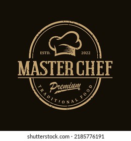 Küchenchef Vintage-Design-Logo Vektorgrafik-Vorlage