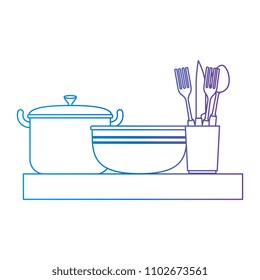 kitchen chelf with utensils