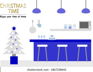 Küche und Weihnachtsbaum-Wohnung