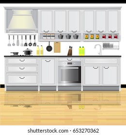 Kitchen classic style vector illustration in flat design