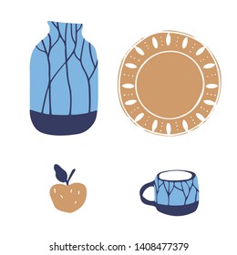 Kitchen clay, ceramic pottery for beverages. Handmade clay decor.