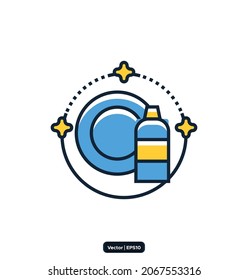 Kitchen Cleaning icon. Disinfection and Cleaning Related Vector Icons. Collection of linear simple web icons such as cleaner, disinfection, cleaning, washing, and others. vector eps10