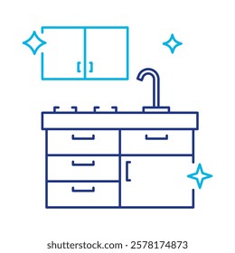 Kitchen Cleaning icon – Representing Hygiene in the Kitchen, home maintenance, appliance cleaning, sanitation. Vector illustration.