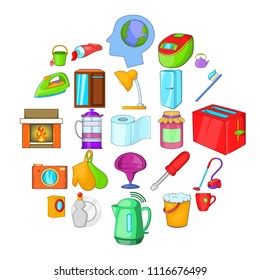 Kitchen cleaning icons set. Cartoon set of 25 kitchen cleaning vector icons for web isolated on white background