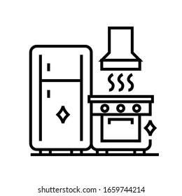 Kitchen cleaning line icon, concept sign, outline vector illustration, linear symbol.