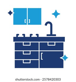 Kitchen Cleaning – Sink and Clean Counter Representing Organized and Sanitized Kitchen Spaces. Vector illustration.