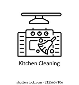 Icono de contorno del vector de limpieza de cocinas para web aislada en fondo blanco archivo EPS 10
