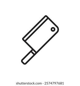 Kitchen Cleaver Knife Outline Icon Vector Illustration