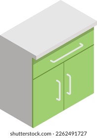 Kitchen closet. Cooking tabletop isometric furniture icon