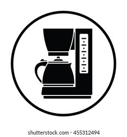 Kitchen coffee machine icon. Thin circle design. Vector illustration.