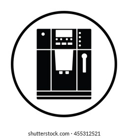 Kitchen coffee machine icon. Thin circle design. Vector illustration.