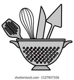 kitchen colander with cutleries