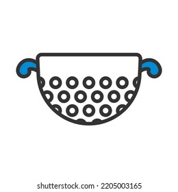 Kitchen Colander Icon. Editable Bold Outline With Color Fill Design. Vector Illustration.