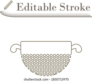 Kitchen Colander Icon. Editable Stroke Simple Design. Vector Illustration.