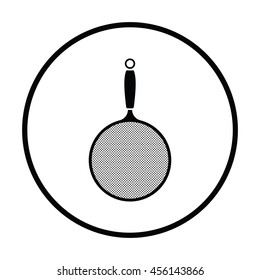 Kitchen colander icon. Thin circle design. Vector illustration.