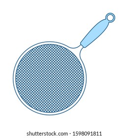 Kitchen Colander Icon. Thin Line With Blue Fill Design. Vector Illustration.