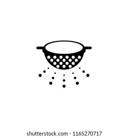 Kitchen Colander, Pasta Strainer. Flat Vector Icon illustration. Simple black symbol on white background. Kitchen Colander, Pasta Strainer sign design template for web and mobile UI element