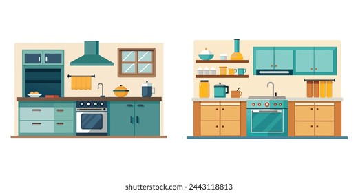 Kitchen collection set isolated flat vector illustration on white background