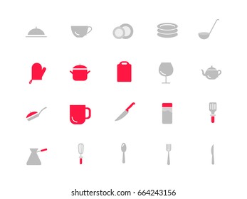 Kitchen color utensil icons set