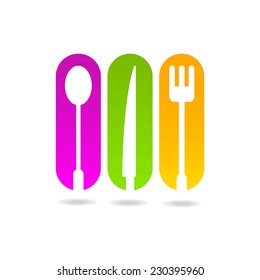 kitchen colored logo menu sign icon