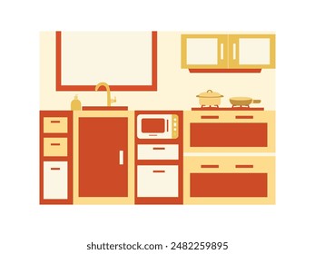 Kitchen with complete interior decoration