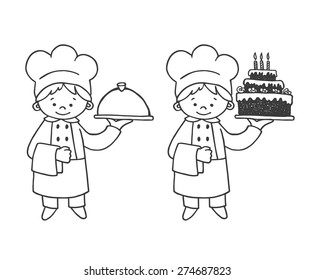  Kitchen and confectioner vector illustration