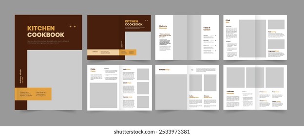 kitchen cookbook design, recipe book layout design, food magazine Template, cookbook design