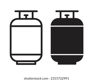 Kitchen cooking compressed lpg gas cylinder line icon. Propane, methane, or butane gas tank symbol.
