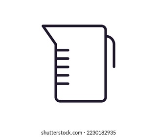 Kitchen and cooking concept. Vector sign drawn with black thin line. Editable stroke. Line icon of plastic measuring beaker 