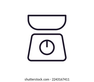 Kitchen and cooking concept. Vector sign drawn with black thin line. Editable stroke. Line icon of kitchen scales 