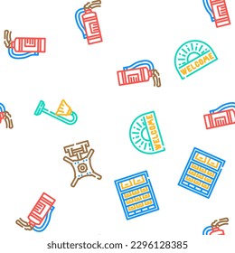 kitchen cooking cookware utensil vector seamless pattern thin line illustration