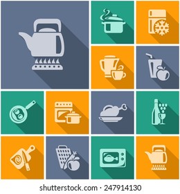 Kitchen and cooking flat icons