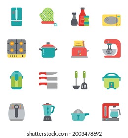 Kitchen and cooking flat icons color set 2 with white background.