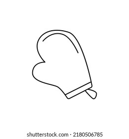 Kitchen-Kochhandschuh-Symbol im Strich einzeln auf weißem Hintergrund