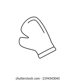 Icono de guante de cocina en línea, aislado en fondo blanco