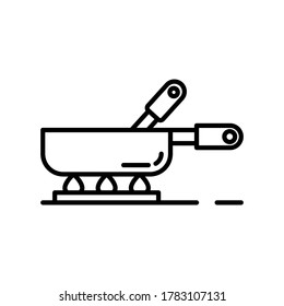 Kitchen and cooking icon with black outline style