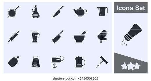 Küche und Kochen-Icon-Set-Symbol-Kollektion, Logo isoliert Vektorillustration