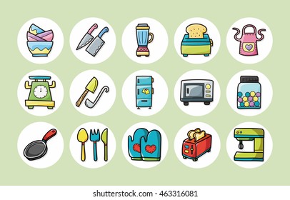 Kitchen and cooking icons set