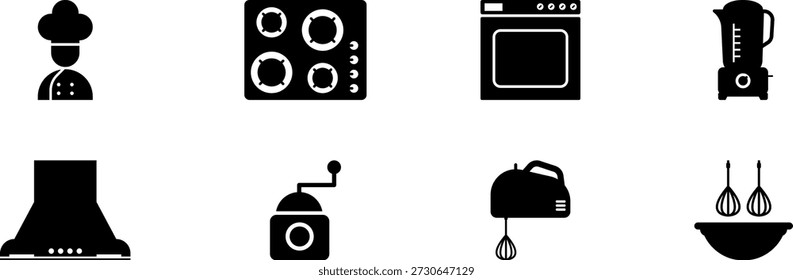 Kitchen and Cooking Icons Set - Culinary Silhouette Vector Icons Collection.