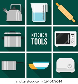 Kitchen and cooking icons set, kitchenware and utensils icons, food vector illustration