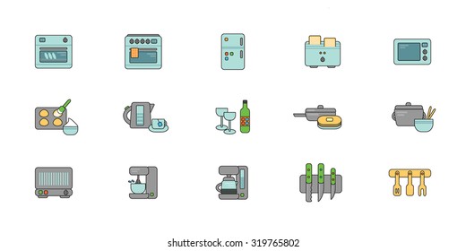 Kitchen and cooking icons vector colorful